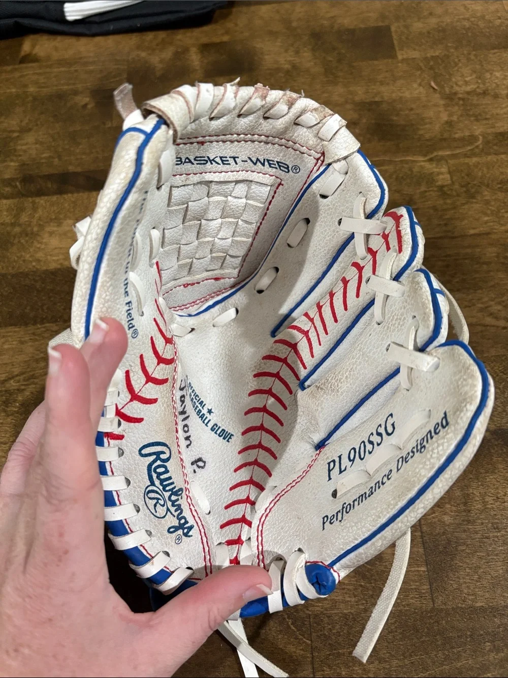 Rawlings White, Red & Blue Kids Baseball Glove